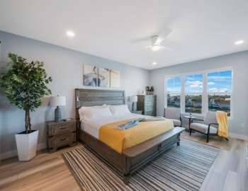 a king bedroom with three paneless windows in a madeira beach rental
